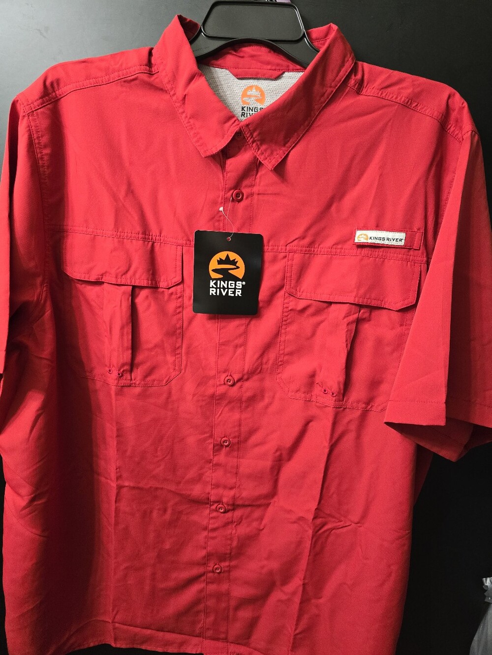 Men’s Short-Sleeve Red Fishing Shirt